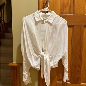 & Other Stories Ivory Button-Down Shirt with Tie Front